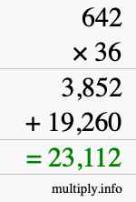 How to calculate 642 times 36 using long multiplication