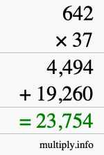 How to calculate 642 times 37 using long multiplication