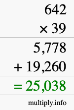 How to calculate 642 times 39 using long multiplication