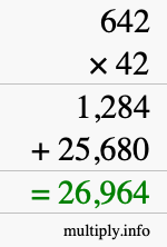 How to calculate 642 times 42 using long multiplication
