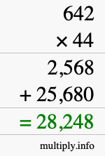 How to calculate 642 times 44 using long multiplication How to calculate 642 times 44 using long multiplication