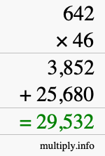 How to calculate 642 times 46 using long multiplication