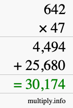 How to calculate 642 times 47 using long multiplication