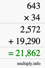 How to calculate 643 times 34 using long multiplication How to calculate 643 times 34 using long multiplication