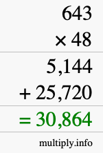 How to calculate 643 times 48 using long multiplication How to calculate 643 times 48 using long multiplication