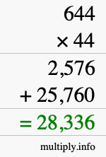 How to calculate 644 times 44 using long multiplication How to calculate 644 times 44 using long multiplication