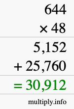 How to calculate 644 times 48 using long multiplication How to calculate 644 times 48 using long multiplication