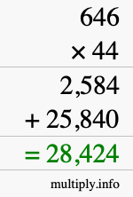 How to calculate 646 times 44 using long multiplication How to calculate 646 times 44 using long multiplication
