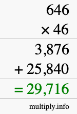 How to calculate 646 times 46 using long multiplication