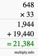 How to calculate 648 times 33 using long multiplication