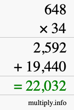 How to calculate 648 times 34 using long multiplication How to calculate 648 times 34 using long multiplication