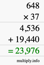 How to calculate 648 times 37 using long multiplication