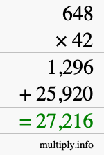 How to calculate 648 times 42 using long multiplication