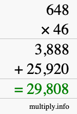 How to calculate 648 times 46 using long multiplication