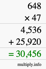 How to calculate 648 times 47 using long multiplication