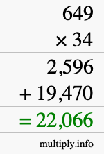 How to calculate 649 times 34 using long multiplication How to calculate 649 times 34 using long multiplication