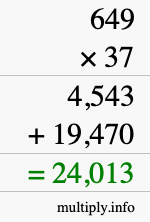 How to calculate 649 times 37 using long multiplication