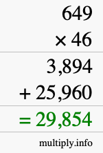 How to calculate 649 times 46 using long multiplication