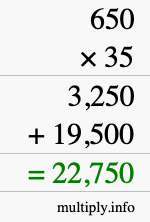 How to calculate 650 times 35 using long multiplication How to calculate 650 times 35 using long multiplication