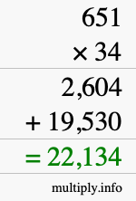 How to calculate 651 times 34 using long multiplication How to calculate 651 times 34 using long multiplication