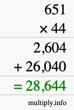 How to calculate 651 times 44 using long multiplication How to calculate 651 times 44 using long multiplication
