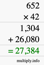 How to calculate 652 times 42 using long multiplication How to calculate 652 times 42 using long multiplication
