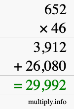 How to calculate 652 times 46 using long multiplication