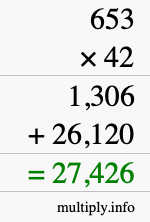 How to calculate 653 times 42 using long multiplication How to calculate 653 times 42 using long multiplication