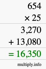 How to calculate 654 times 25 using long multiplication How to calculate 654 times 25 using long multiplication