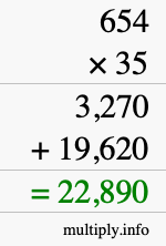How to calculate 654 times 35 using long multiplication How to calculate 654 times 35 using long multiplication