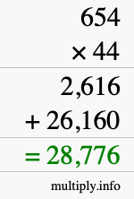 How to calculate 654 times 44 using long multiplication How to calculate 654 times 44 using long multiplication