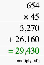 How to calculate 654 times 45 using long multiplication How to calculate 654 times 45 using long multiplication