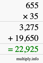 How to calculate 655 times 35 using long multiplication How to calculate 655 times 35 using long multiplication