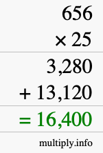 How to calculate 656 times 25 using long multiplication How to calculate 656 times 25 using long multiplication