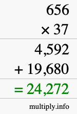 How to calculate 656 times 37 using long multiplication