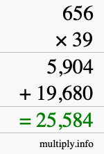 How to calculate 656 times 39 using long multiplication