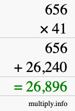 How to calculate 656 times 41 using long multiplication