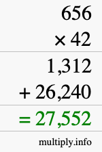 How to calculate 656 times 42 using long multiplication How to calculate 656 times 42 using long multiplication