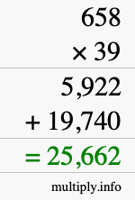 How to calculate 658 times 39 using long multiplication