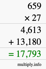 How to calculate 659 times 27 using long multiplication