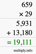 How to calculate 659 times 29 using long multiplication