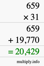 How to calculate 659 times 31 using long multiplication