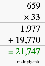 How to calculate 659 times 33 using long multiplication