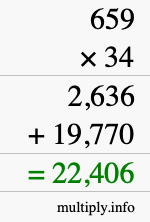 How to calculate 659 times 34 using long multiplication How to calculate 659 times 34 using long multiplication