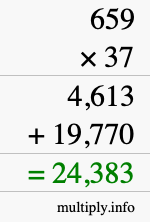 How to calculate 659 times 37 using long multiplication