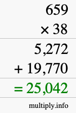 How to calculate 659 times 38 using long multiplication