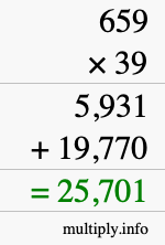 How to calculate 659 times 39 using long multiplication