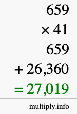 How to calculate 659 times 41 using long multiplication