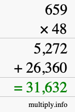 How to calculate 659 times 48 using long multiplication