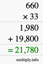 How to calculate 660 times 33 using long multiplication